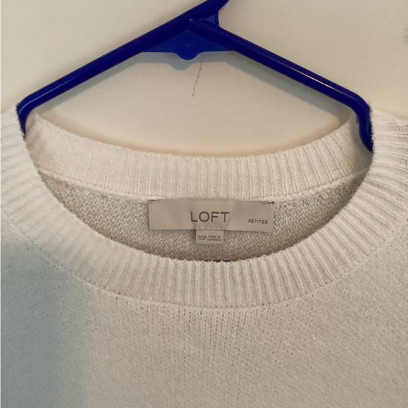 LOFT Cream Sweater with Gray Snowflake Pattern, petite XS - Picture 2 of 3